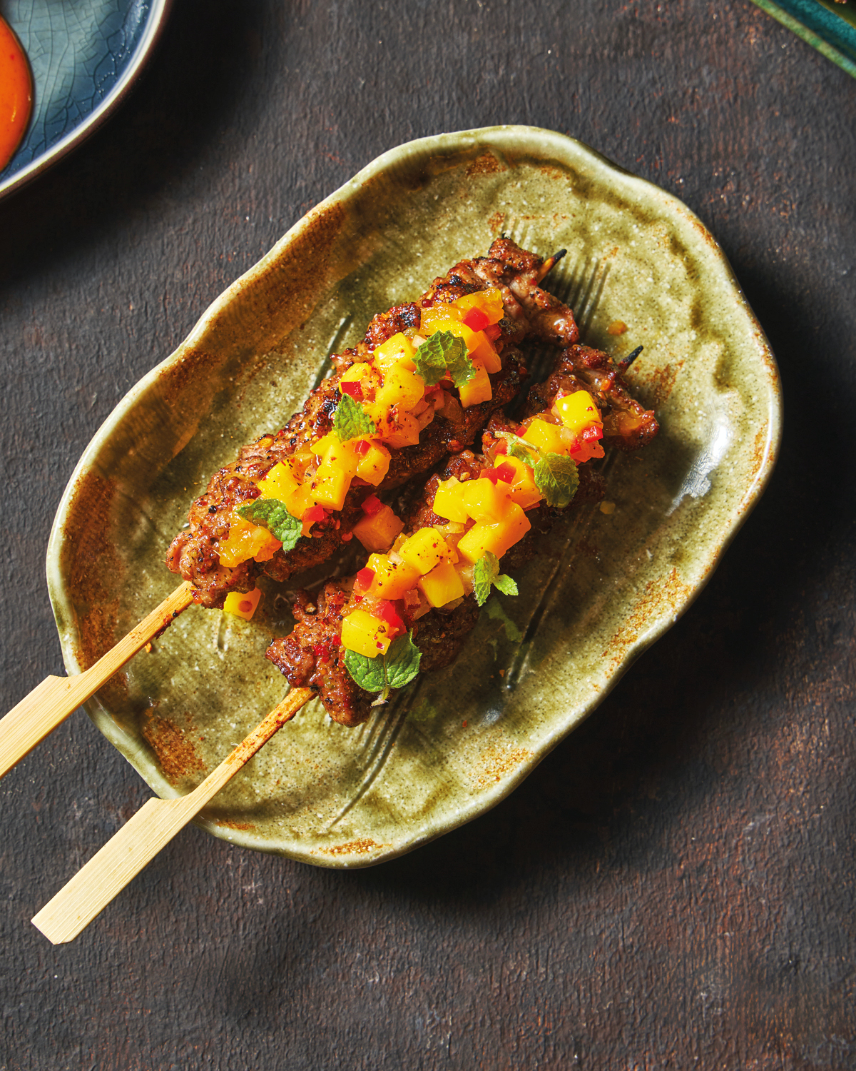 New Zealand lamb shoulder skewers with mango salsa